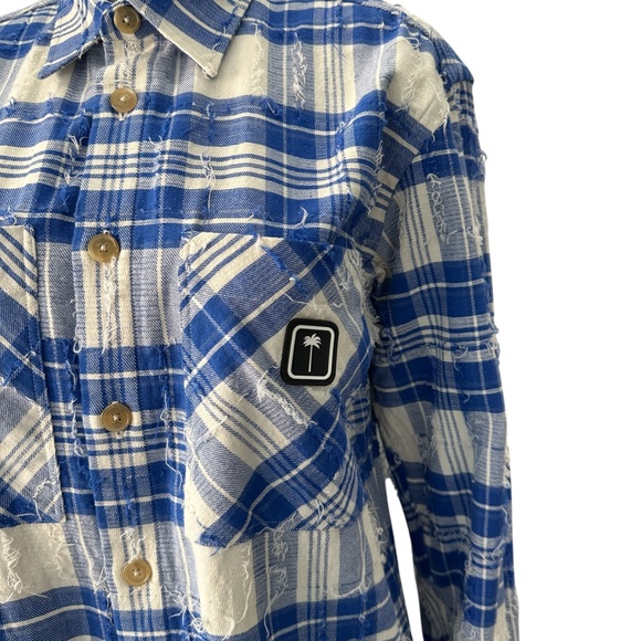 Palm Angels Blue & White Plaid Button Down Shirt Size 42/US 6 - Picture 2 of 8